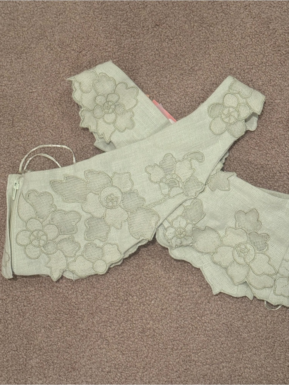 NWT Cult Gaia Matias Floral Knit Cross-Back Crop Top in Honeydew - Picture 5 of 5